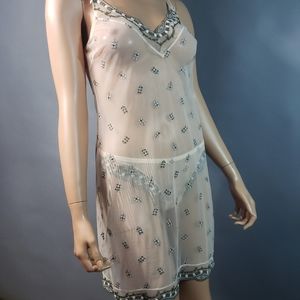 Moschino nightie and matching thong Size 32 Small made in Italy Peach tulle